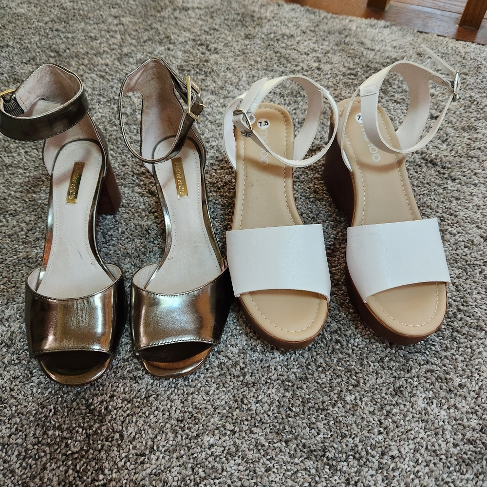 Gold and White Women Sandals